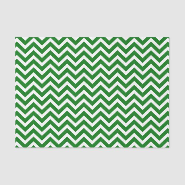 Papel De Seda Navidades Chevron verde y blanco ZigZag (Anverso)