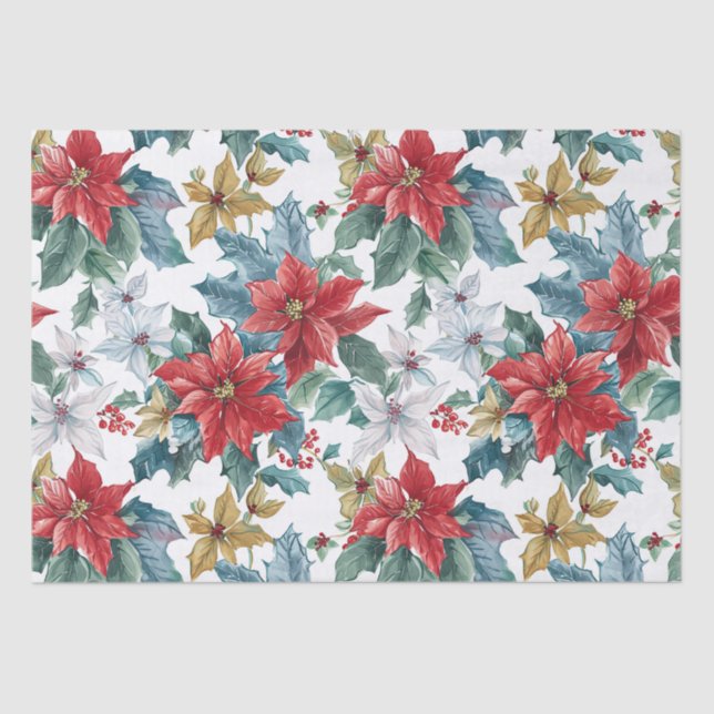 Papel De Seda Navidades Classic Poinsettia (Anverso)