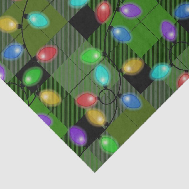 Papel De Seda Navidades coloridos iluminan verde (Detalle)