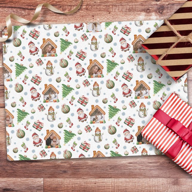 Papel De Seda Navidades cómodos patrón de foto de Gingerbred (Cozy Christmas Gingerbred Photo Photo Pattern Tissue Paper)