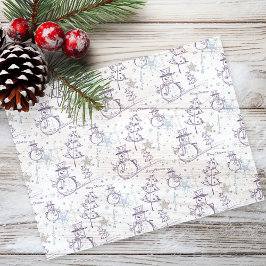 Papel De Seda Navidades con mano morada arrastran nieve