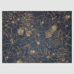 Papel De Seda Navidades confeti lindo y diseño floral dorado