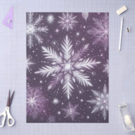 Papel De Seda Navidades Copos de nieve Nieve Morado Desnudo Blan