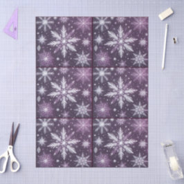 Papel De Seda Navidades Copos de nieve Nieve Morado Desnudo Blan