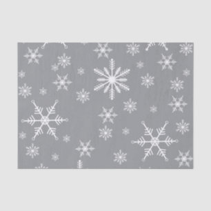 Papel De Seda Navidades Copos De Nieve Sobre Gris