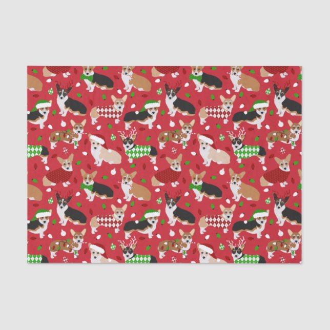 Papel De Seda Navidades Corgi Dogs (Anverso)