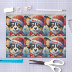 Papel De Seda Navidades Corgi Perro Cachorro Cachorro