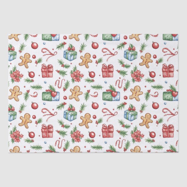 Papel De Seda Navidades cortos hombre de pan de jengibre (Anverso)