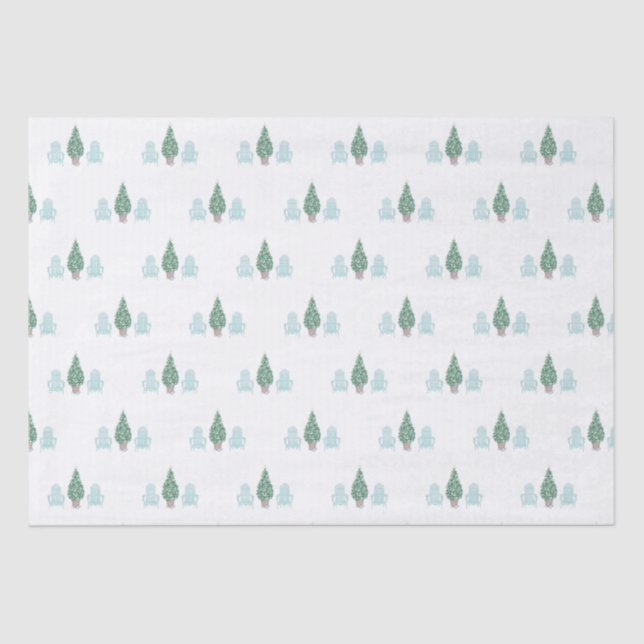 Papel De Seda Navidades costeros: Cámaras Adirondack de árboles  (Anverso)