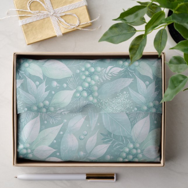 Papel De Seda Navidades costeros Foliage Berries Pattern#7 ID100 (Regalo )