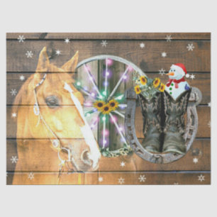 Papel De Seda Navidades Cowboy Boots Horse Wagon