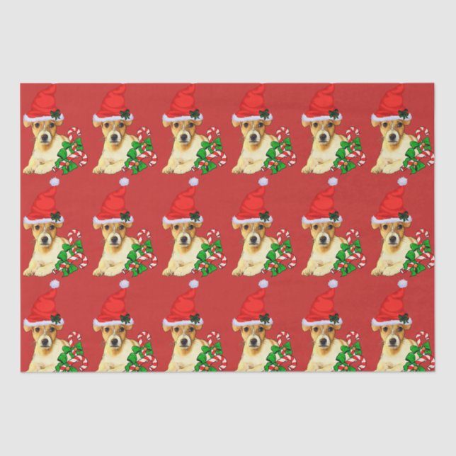 Papel De Seda Navidades Cute Jack Russell Terrier (Anverso)