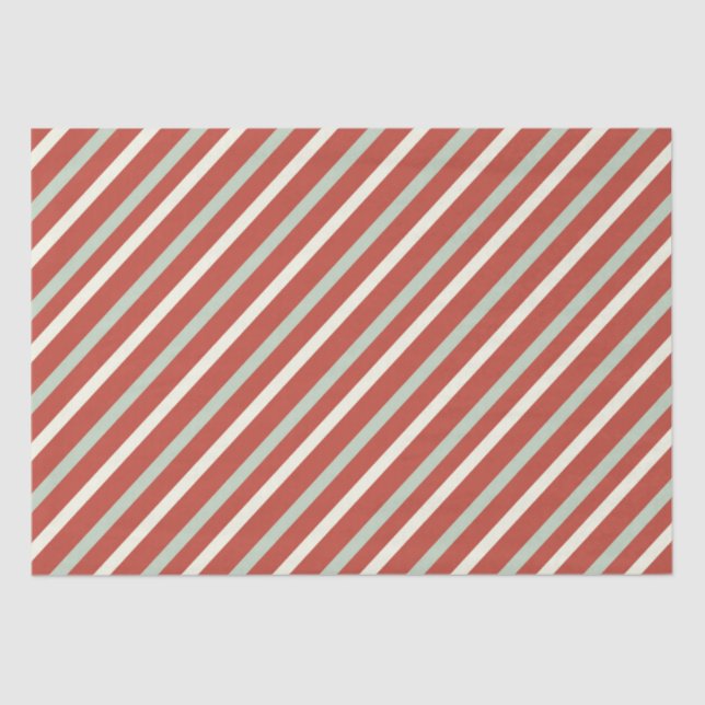 Papel De Seda Navidades Cute Red, Green & White Candy Stripe (Anverso)