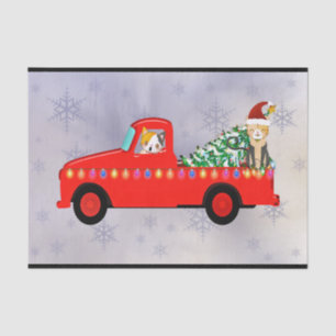 Papel De Seda Navidades Cute Red Truck Cats