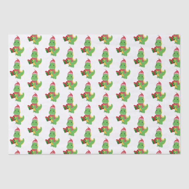 Papel De Seda Navidades Cute T-Rex (Anverso)