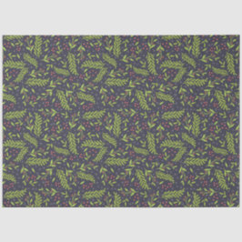 Papel De Seda Navidades Cypress Snowflakes Berries Flores rojas