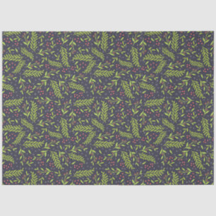 Papel De Seda Navidades Cypress Snowflakes Berries Flores rojas