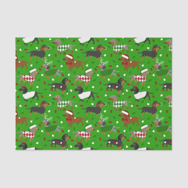 Papel De Seda Navidades Dachshund All Coats (Anverso)