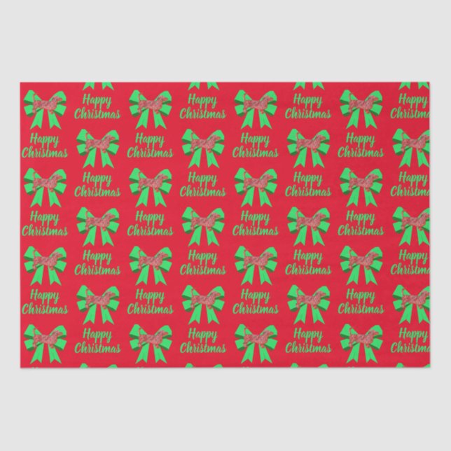 Papel De Seda Navidades Dachshund Daxie Dog & Bow Red (Anverso)