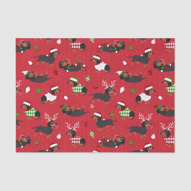 Papel De Seda Navidades Dachshunds (Anverso)