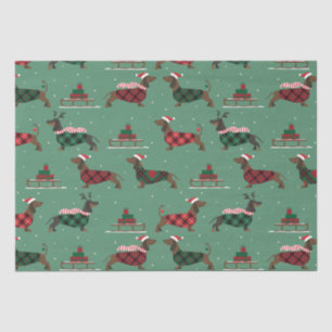 Papel De Seda Navidades Dachshunds con suéter y Santa Hat