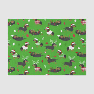Papel De Seda Navidades Dachshunds Green