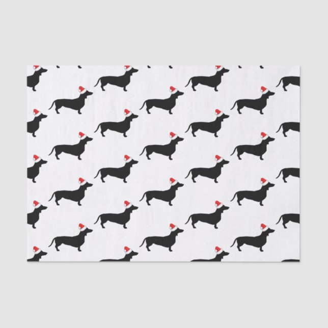 Papel De Seda Navidades Dachshunds y Santa Hats (Anverso)