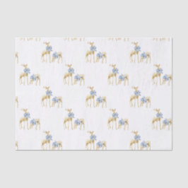 Papel De Seda Navidades de acuarela Blue Bow Chinoiserie Reindee