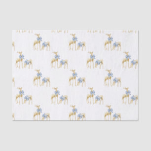 Papel De Seda Navidades de acuarela Blue Bow Chinoiserie Reindee