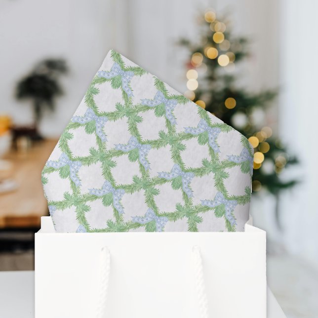 Papel De Seda Navidades de acuarela Blue Bow Garland (Subido por el creador)