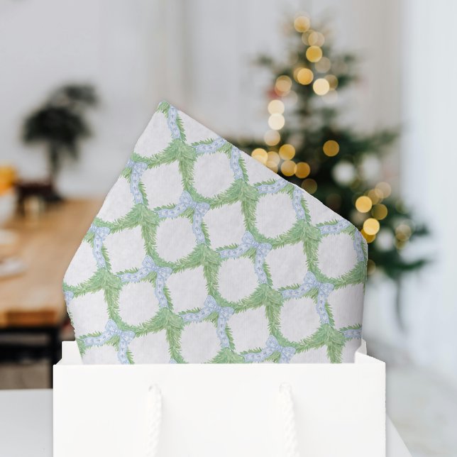 Papel De Seda Navidades de acuarela Blue Bow Garland (Subido por el creador)