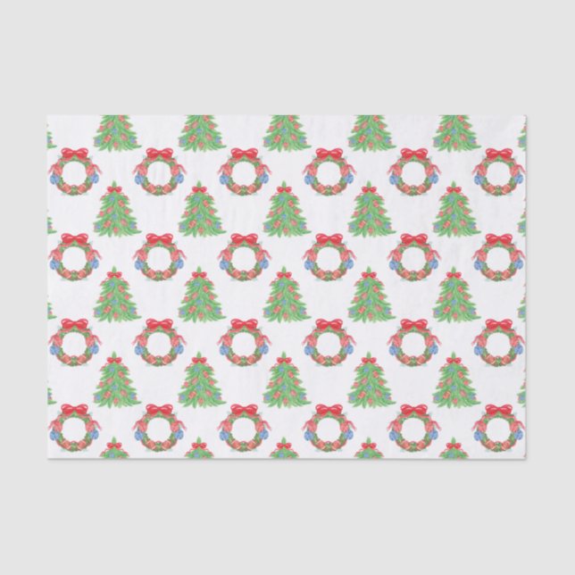 Papel De Seda Navidades de acuarela Camisas de fútbol y árboles (Anverso)