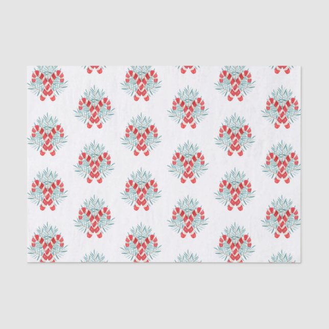 Papel De Seda Navidades de acuarela Candy Cane Garland (Anverso)