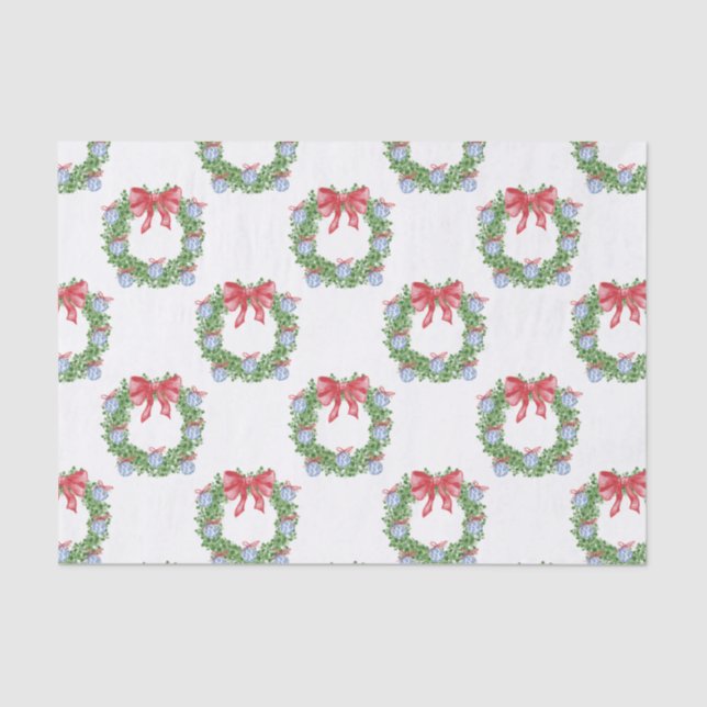 Papel De Seda Navidades de acuarela Chinoiserie Ornament Wreath (Anverso)