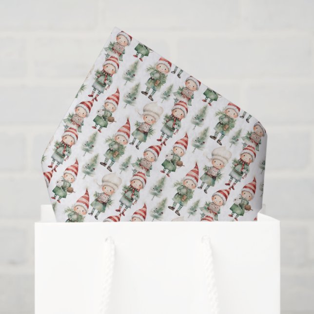 Papel De Seda Navidades de acuarela con baldosas (Bolsa de regalo)