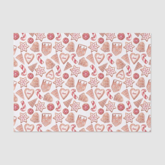 Papel De Seda Navidades de acuarela Cookies Patrón vacaciones (Anverso)