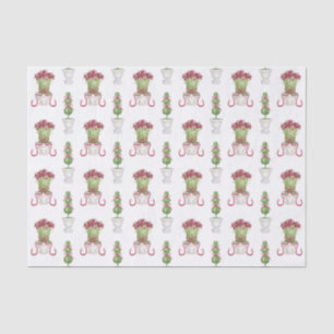 Papel De Seda Navidades de acuarela de Borgoña Amaryllis y Topia