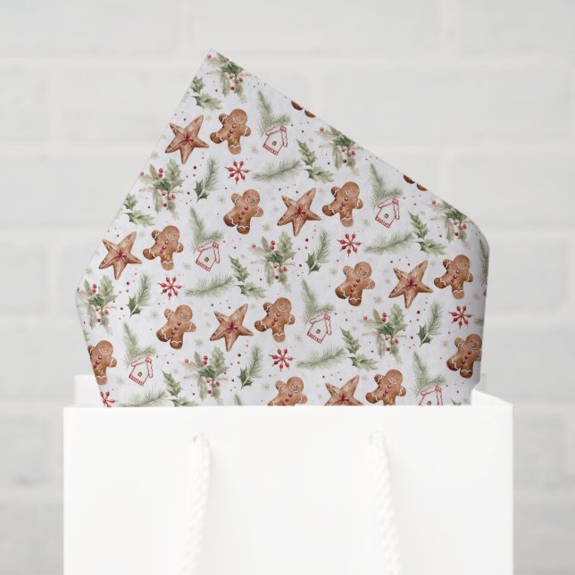 Papel De Seda Navidades de acuarela de jengibre (Bolsa de regalo)