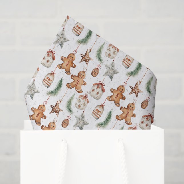 Papel De Seda Navidades de acuarela de jengibre (Bolsa de regalo)