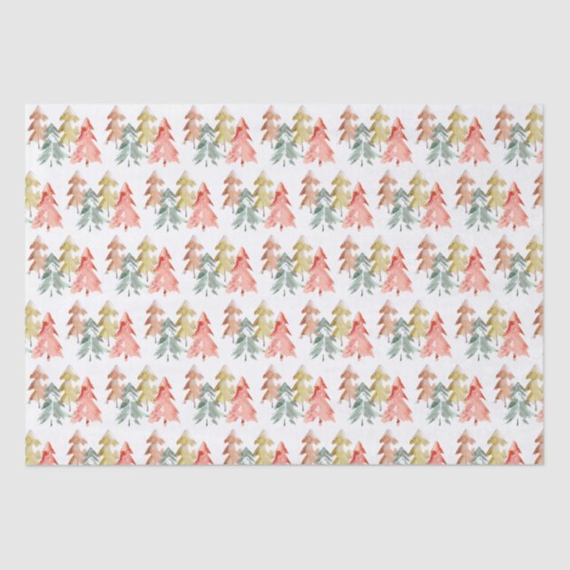 Papel De Seda Navidades de acuarela de pino (Anverso)