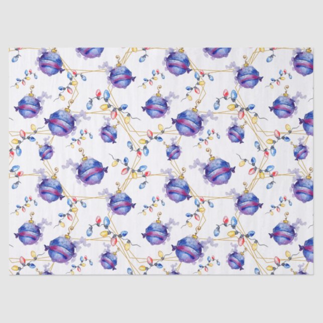 Papel De Seda Navidades de acuarela Encender cadenas Geométricas (Anverso)