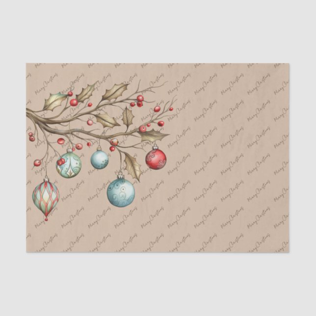 Papel De Seda Navidades de acuarela guión elegante (Anverso)
