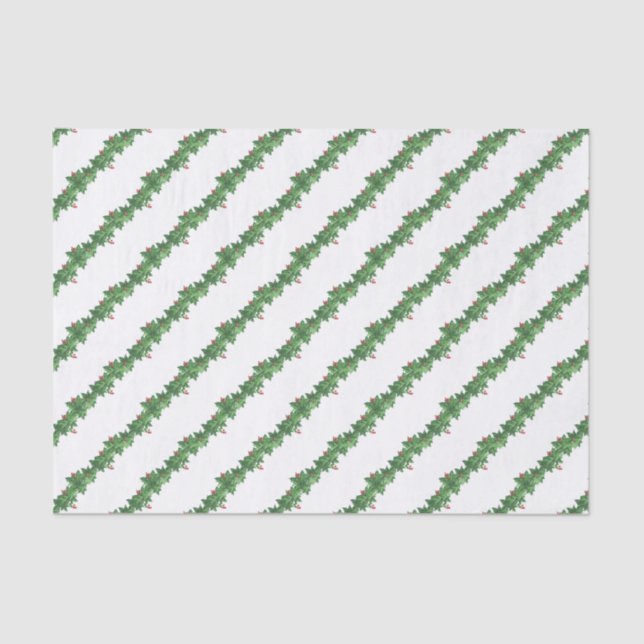 Papel De Seda Navidades de acuarela Holly Garland (Anverso)