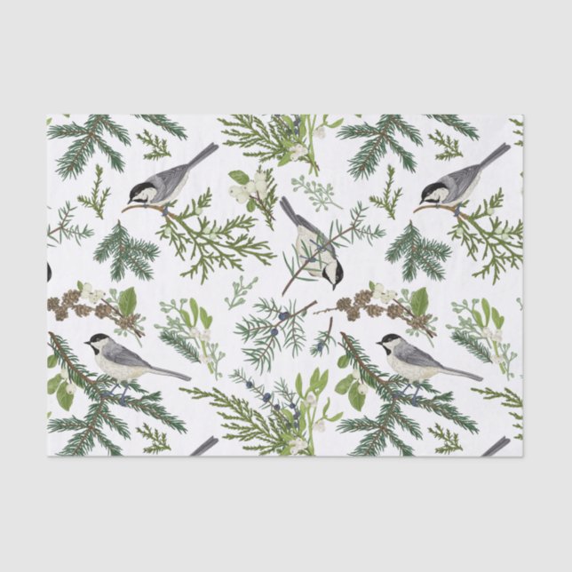 Papel De Seda Navidades de acuarela Ilustracion natural forestal (Anverso)