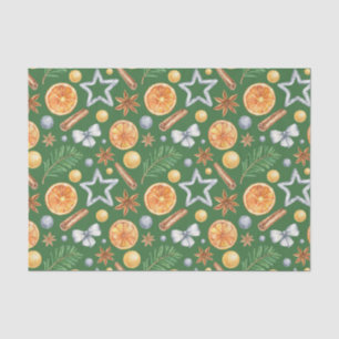 Papel De Seda Navidades de acuarela Naranja de especias, cutter