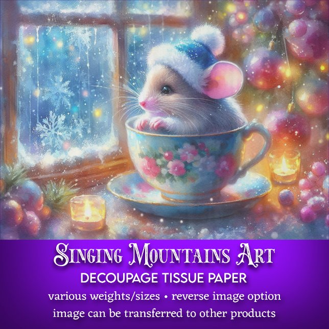 Papel De Seda Navidades de acuarela Ratón En La Decoupage Del Eq (Subido por el creador)