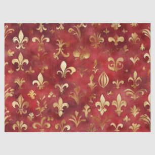 Papel De Seda Navidades de acuarela Red Gold Floral