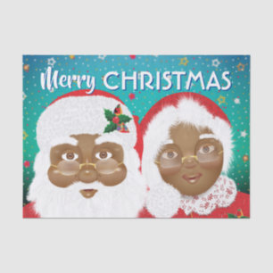 Papel De Seda Navidades de African American Santa y Mrs Claus