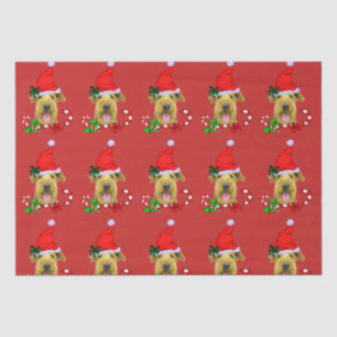 Papel De Seda Navidades de Airedale Terrier Santa Hat