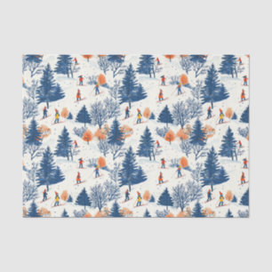 Papel De Seda Navidades de baldosas festivas esquiando patrón Ti